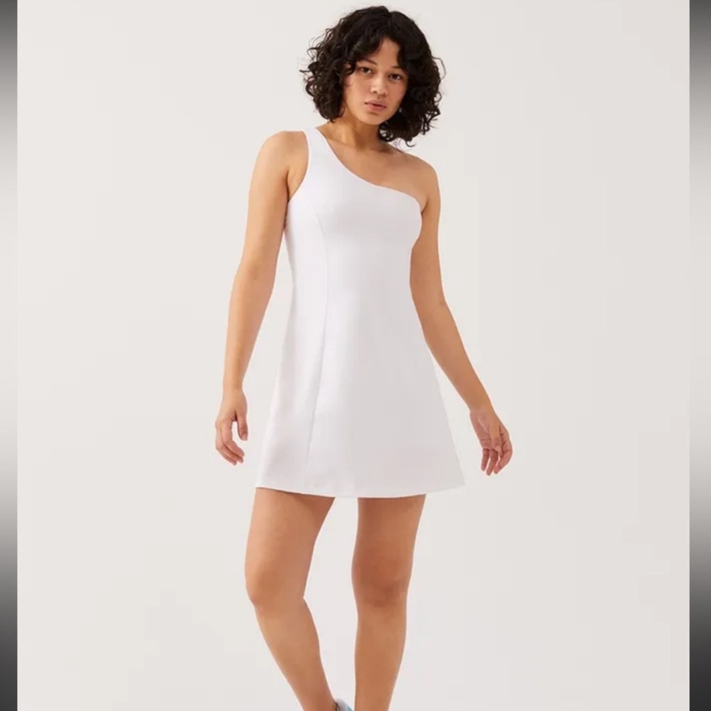 Outdoor Voices White One-Shoulder Dress